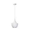 Dainolite Helsinki 1 Light Pendant Teardrop Large Matte White Finish Silver Interior Lamp|Grand luminaire suspendu Helsinki de Dainolite en forme de goutte, avec intérieur argenté, fini blanc mat et 1 ampoule