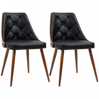 HOMCOM Modern Dining Chairs Set of 2, Solid Wood Back and Steel Legs