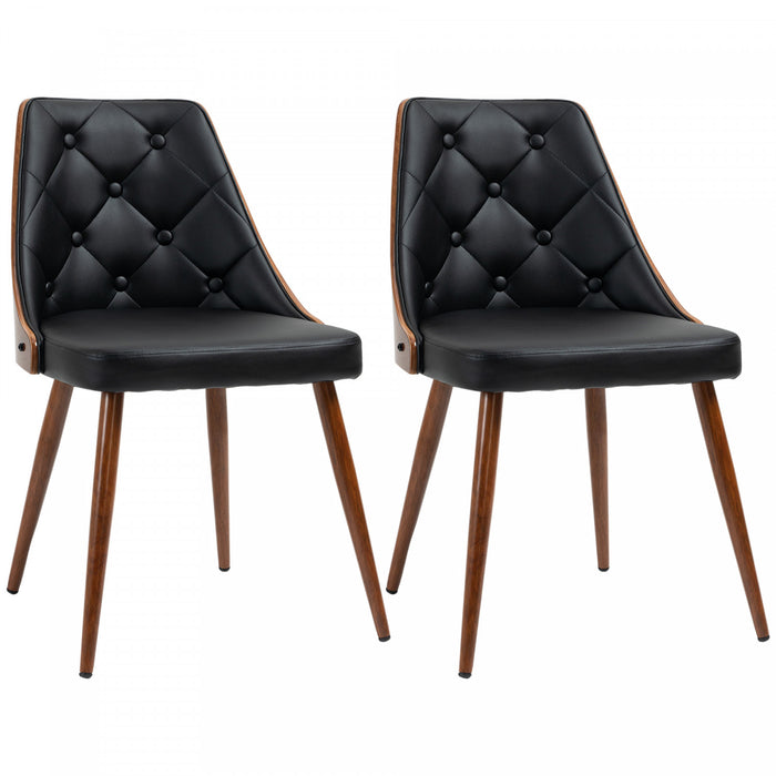 HOMCOM Modern Dining Chairs Set of 2, Solid Wood Back and Steel Legs