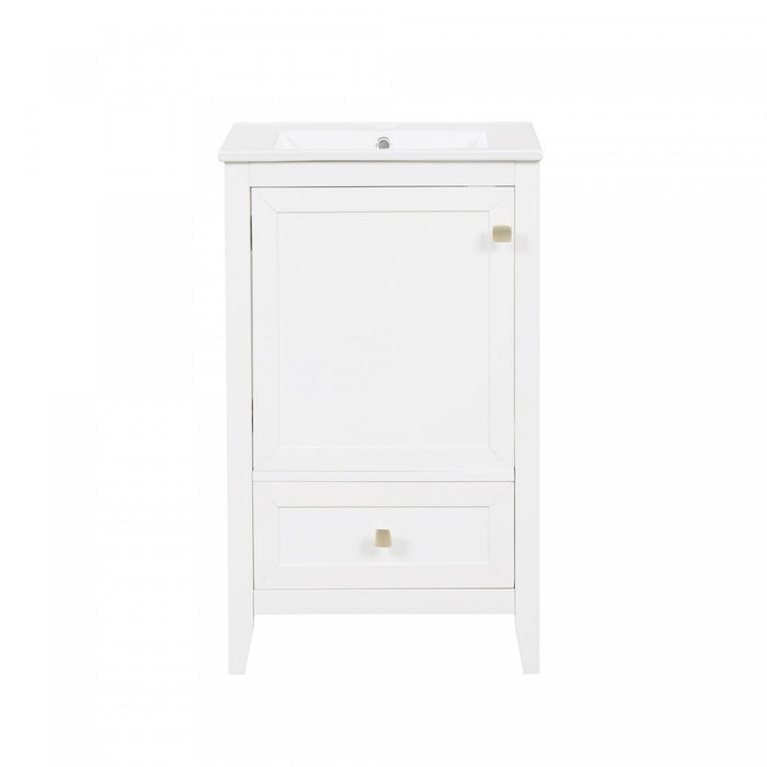 Puret 20 Inch Single Sink Bathroom Vanity with Door Shelf and Pull-Out Drawer, White