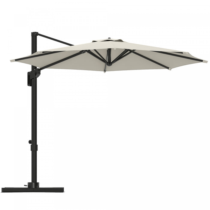 Outsunny 10' Offset Patio Umbrella 360° Rotation Cantilever Umbrella, White