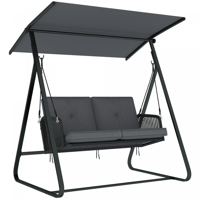 Outsunny 2-Person Outdoor Patio Porch Swing with Adjustable Canopy
