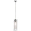 Dainolite Pasha 1 Light Pendant Polished Chrome Finish Clear/Frosted Glass Lamp|Luminaire suspendu Pasha de Dainolite en verre transparent et givré, avec fini chromé poli et 1 ampoule