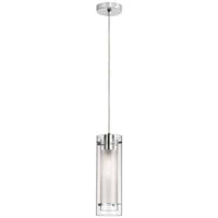 Dainolite Pasha 1 Light Pendant Polished Chrome Finish Clear/Frosted Glass Lamp