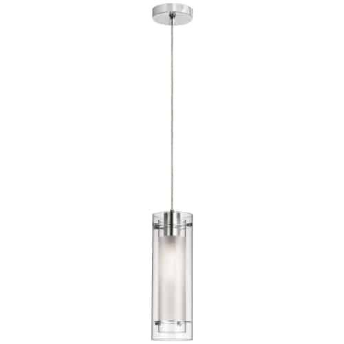 Dainolite Pasha 1 Light Pendant Polished Chrome Finish Clear/Frosted Glass Lamp