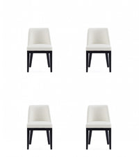 Gansevoort Modern Wood Vegan Leather Dining Chair in Ivory - Set of 4