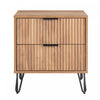 Dumbo Modern 20" Fluted Nightstand in Golden Brown (2-Drawer) | Table de nuit moderne Dumbo 20" a cannelures en brun dore (2 tiroirs)