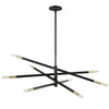 Dainolite Wand 8 Light Chandelier Large Matte Black/Aged Brass Lamp|Grand lustre Wand de Dainolite avec fini noir mat et laiton vieilli et 8 ampoules