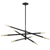 Dainolite Wand 8 Light Chandelier Large Matte Black/Aged Brass Lamp