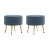 Bailey Mid-Century Modern Upholstered Accent Ottoman in Blue - Set of 2 | Lot de 2 poufs d’appoint Bailey style milieu du siecle moderne, rembourres, bleu