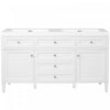Haven 59 Inch Double Sink Bathroom Vanity with Resin Sinks and 3 Drawers, White
