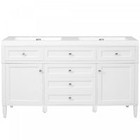 Haven 59 Inch Double Sink Bathroom Vanity with Resin Sinks and 3 Drawers, White