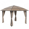 Outsunny 10 X 10ft Hardtop Gazebo With uv60+ Polycarbonate Roof & Curtains|Outsunny Tonnelle A Toit Rigide 10 X 10 Pi En Polycarbonate Uv60+, Kaki