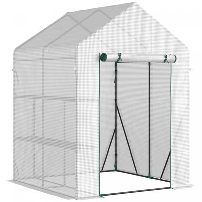 Outsunny Greenhouse For Outdoor, Portable Greenhouse With 2-tier Shelf|Outsunny Serre Pour L'exterieur, Serre Portable Avec Etagere A 2 Niveaux