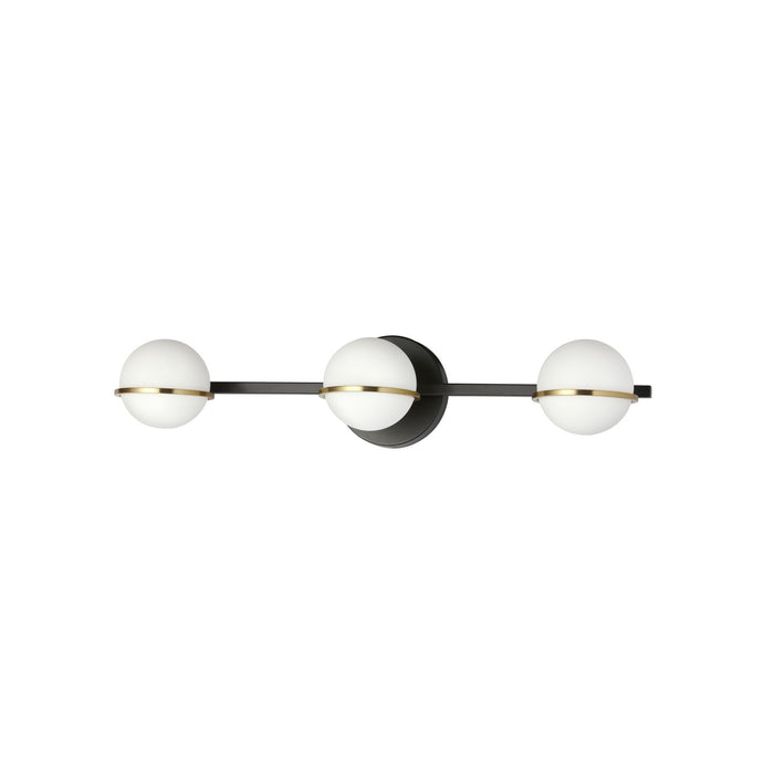 Dainolite Sofia 3 Light Vanity Light Matte Black/Aged Brass White Opal Glass Lamp