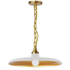 Dainolite Quentin 1 Light Pendant Aged Brass Matte White/Gold Shade Lamp|Luminaire suspendu Quentin de Dainolite avec abat-jour blanc mat et doré, fini laiton vieilli et 1 ampoule
