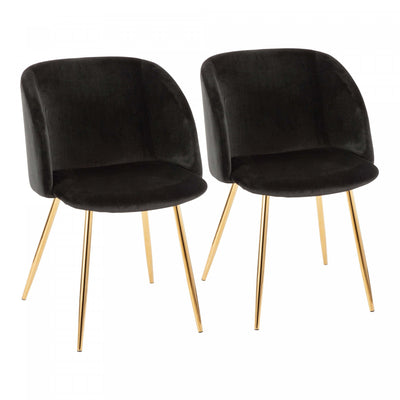 LumiSource Fran Black Velvet Contemporary Dining Chair - Set of 2|Chaise de salle à manger contemporaine Fran en velours noir - ensemble de 2