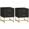 HOMCOM Nightstands Set of 2 Bedside Tables with Drawers for Bedroom Black