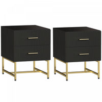 HOMCOM Nightstands Set of 2 Bedside Tables with Drawers for Bedroom Black