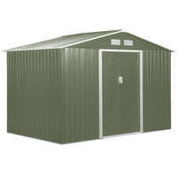 Outsunny 9' X 6' Garden Storage Shed With Floor Foundation, Metal Tool Storage House With Double Doo