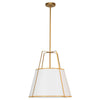 Dainolite Trapezoid 1 Light Pendant Gold/White Shade White Fabric Diffuser Lamp|Luminaire suspendu Trapezoid de Dainolite avec abat-jour doré et blanc qui diffuse la lumière, tissu blanc et 1 ampoule