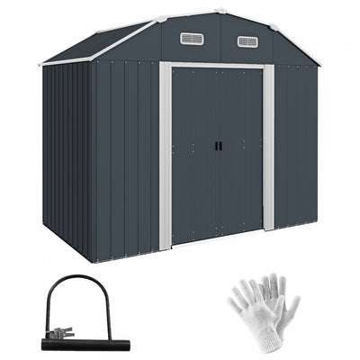 Outsunny 8' X 4' Metal Outdoor Storage Shed With Adjustable Shelves|Outsunny Remise De Rangement En Metal 8' X 4' Avec Etageres Reglables