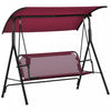 Outsunny 3-Seat Patio Swing Chair with Adjustable Canopy Wine Red