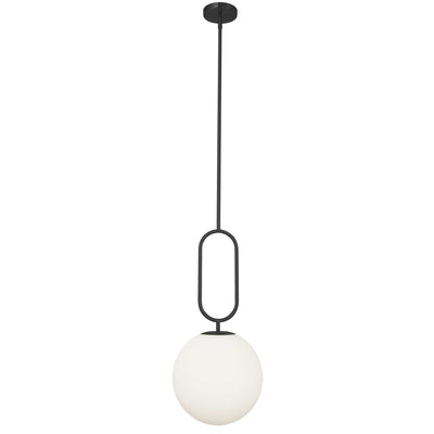Dainolite Simone 1 Light Pendant Matte Black Opal White Glass Lamp|Luminaire suspendu Simone de Dainolite en verre blanc opale, avec fini noir mat et 1 ampoule