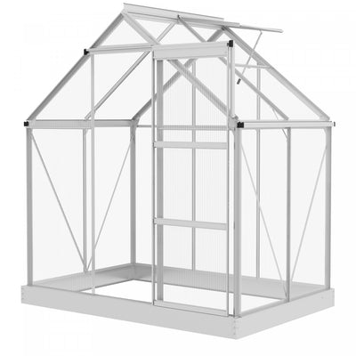 Outsunny 6' X 4' Polycarbonate Greenhouse, Walk-in Greenhouse With Sliding Door, Adjustable Window, |Outsunny Serre En Polycarbonate De 6' X 6', Serre De Plain-pied Avec Porte Coulissante, Fenetre Regl