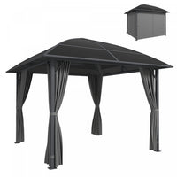 Outsunny 10' x 10' Hardtop Gazebo with UV60+ Polycarbonate Roof & Curtains