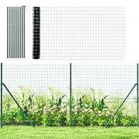 Outsunny Garden Fence Barrier, Welded Fence Roll Plastic-Coated Steel Green