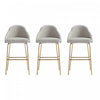 Gracie Modern Metal Upholstered Barstool in Stone Gray and Gold - Set of 3 | Tabouret de bar moderne en metal Gracie avec revetement en tissu, gris pierre et or - Lot de 3