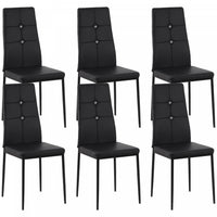 HOMCOM Dining Chairs Set of 6, Faux Leather Side Chairs with High Black