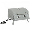 Outsunny 2 Burner Propane Gas Grill, Outdoor Portable Tabletop BBQ with Foldable Legs, 10000 Each Burner, Lid, for Camping, Picnic, Backyard, Silver