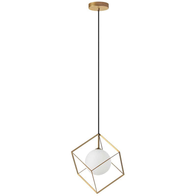 Dainolite Thomson 1 Light Pendant Gold Finish Opal White Glass Lamp|Luminaire suspendu Thomson de Dainolite en verre blanc opale, avec fini doré et 1 ampoule