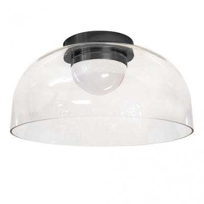 Dainolite Nadine 11.75"dia. LED Flush Mount 10w Matte Black Clear Glass Lamp|Plafonnier affleuré Nadine de Dainolite de 11,75 po de diamètre en verre transparent, avec fini noir mat et ampoule à DEL de 10 W
