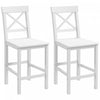 HOMCOM Counter Height Bar Stools Set of 2 with Back and Footrest White