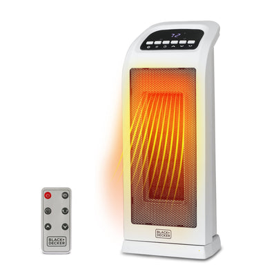 Black+Decker 18.7" Oscillating Ceramic Tower Heater with Remote | Radiateur tour oscillant Black+Decker de 18,7 po avec éléments en céramique et télécommande