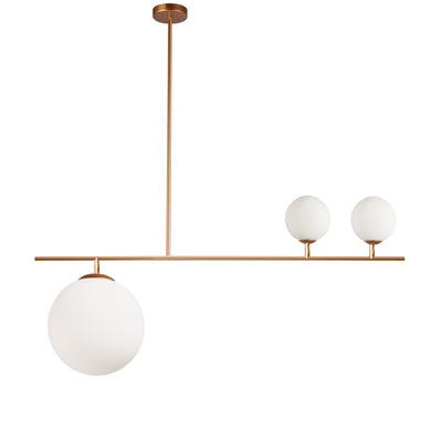 Dainolite Orion 3 Light Pendant Gold Finish White Glass Lamp|Luminaire suspendu Orion de Dainolite en verre blanc, avec fini doré et 3 ampoules