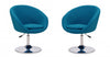Hopper Modern Upholstered Swivel Lounge Chair in Blue - Set of 2 Accent Chair | Fauteuil lounge pivotant moderne Hopper en tissu bleu - Lot de 2