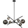 Dainolite Pamela 6 Light Horizontal Chandelier Matte Black Smoked Glass Lamp