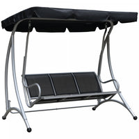 Outsunny 3 Person Patio Swing Seats With Adjustable Canopy Outdoor Swing Chair Bench For Garden, Poo