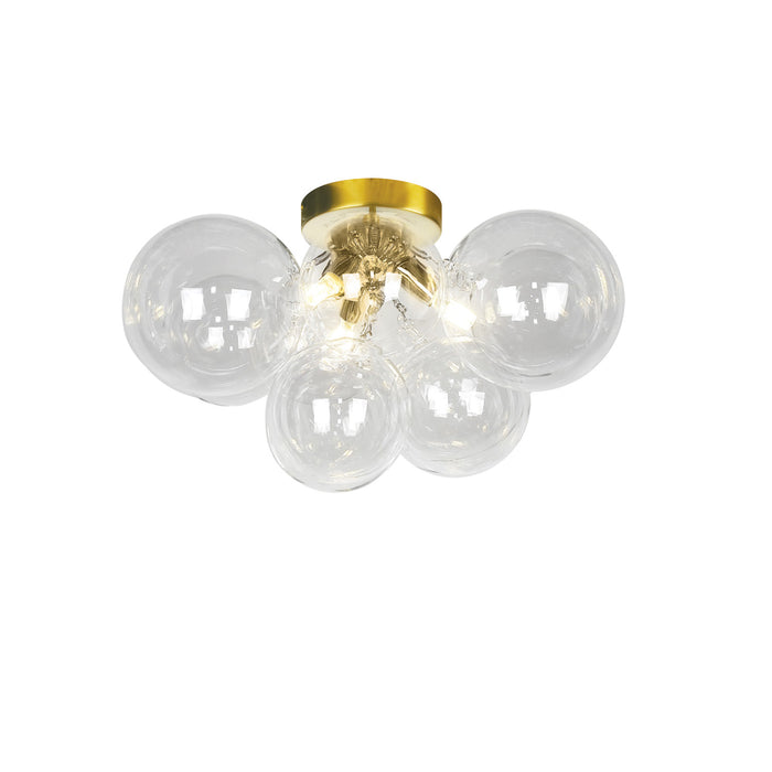 Dainolite Comet 3 Light Flush Mount Aged Brass Clear Glass Lamp