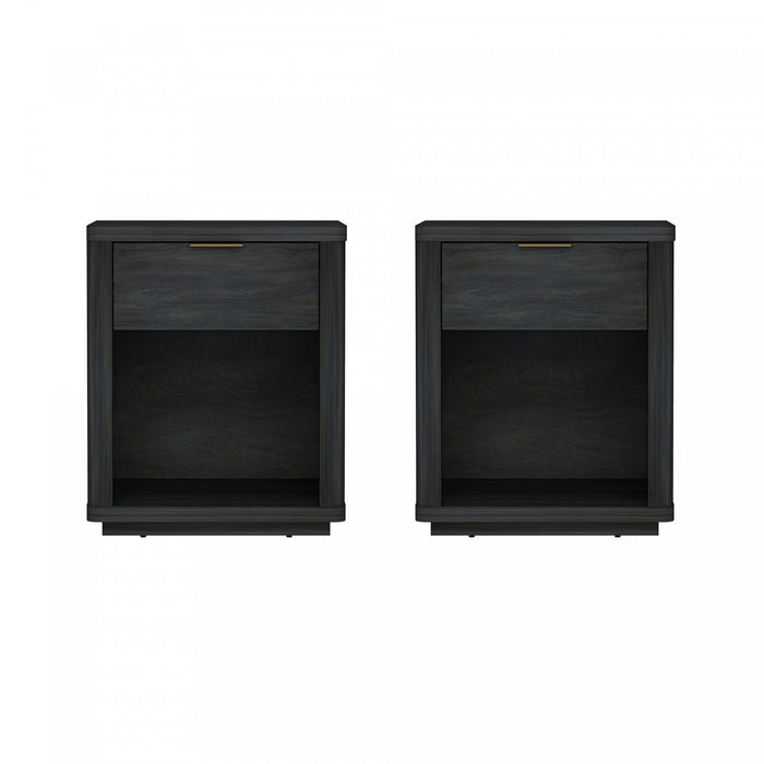 Evelyn Modern 20\" Nightstand in Charcoal Gray (1-Drawer) - Set of 2