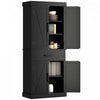 HOMCOM 72\" Tall Kitchen Pantry Storage Cabinet with Barn Doors, Black