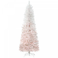 HOMCOM 5 Foot Artificial Christmas Tree with Metal Base Pink and White