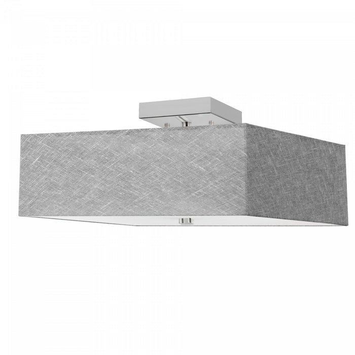 Dainolite Seren 3 Light Semi-flush Mount Polished Chrome Grey Shade Lamp