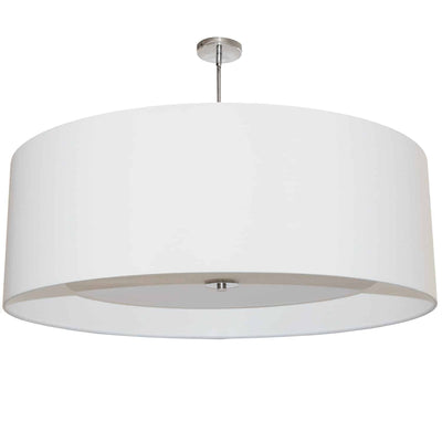 Dainolite Helena 4 Light Pendant 30" Dia Polished Chrome Finish White Shade White Diffuser Lamp|Luminaire suspendu Helena de Dainolite de 30 po de diamètre avec abat-jour blanc qui diffuse la lumière, fini chromé poli et 4 ampoules