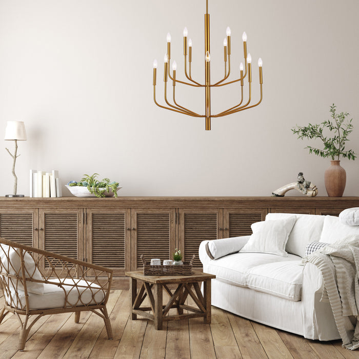 Dainolite Eleanor 14 Light Chandelier Aged Brass Lamp