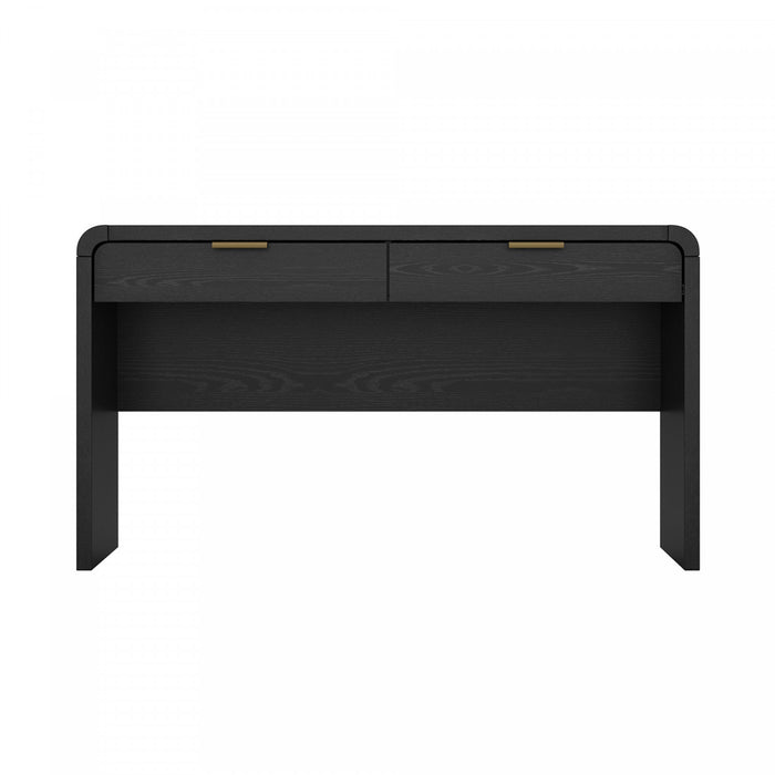 Grace Modern 54\" Office Desk in Black and Gold (2-Drawer)
